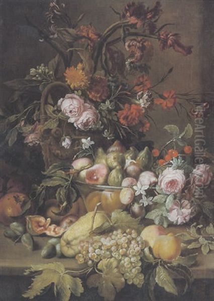 Natura Morta Con Frutta E Fiori Oil Painting by Abraham Brueghel