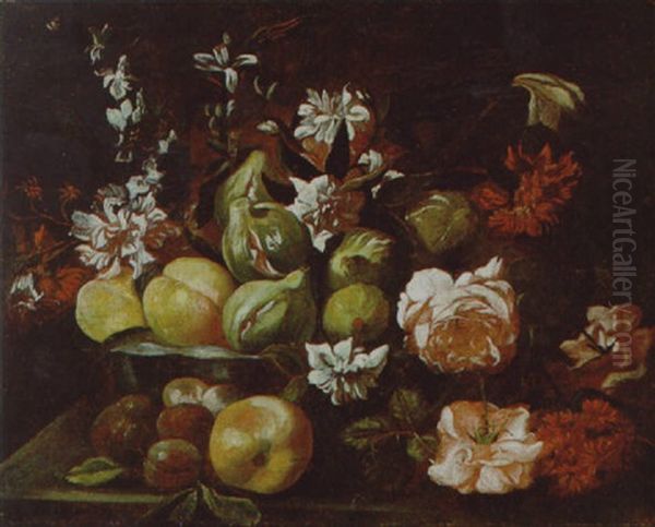 Natura Morta Con Frutta E Fiori Oil Painting by Abraham Brueghel