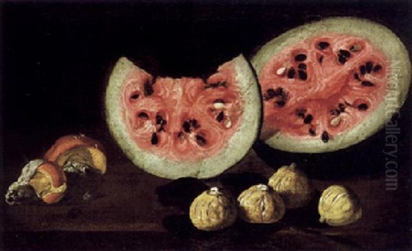 Stilleben Mit Einer Melone, Feigen Und Pilzen Oil Painting by Abraham Brueghel