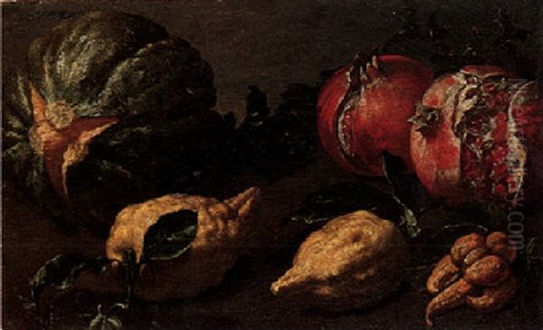 Still Life Of A Watermelon, Pomegranates And Lemons Oil Painting by Abraham Brueghel