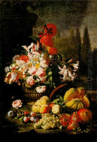 Blumen Und Fruchtestilleben Oil Painting by Abraham Brueghel