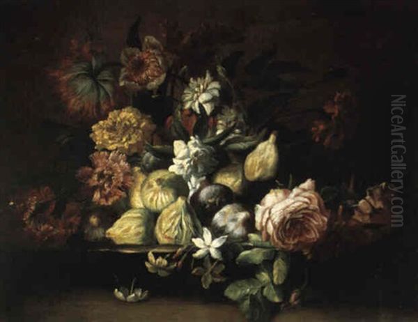 Stilleben Von Blumen Und Feigen Oil Painting by Abraham Brueghel