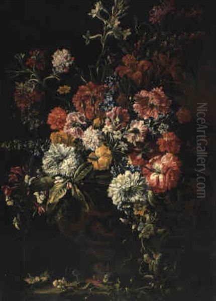 Bouquet De Fleurs Dans Un Vase Sculpte Oil Painting by Abraham Brueghel