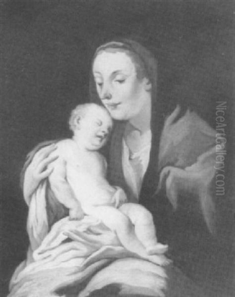 The Madonna With The Sleeping                               Christ Child Oil Painting by Abraham Brueghel