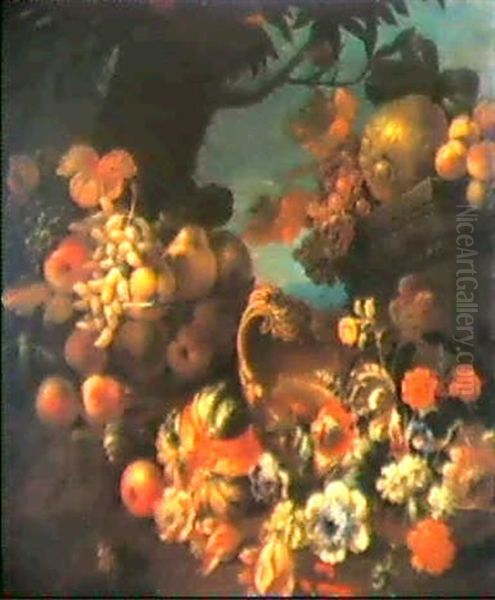 Natura Morta Di Fiori E Frutta Oil Painting by Abraham Brueghel