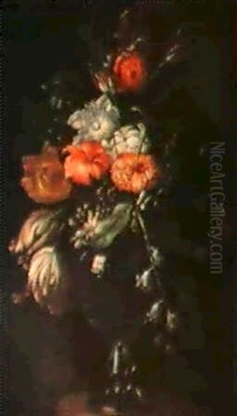 Ein Blumenstraub In Einer Glasvase Oil Painting by Abraham Brueghel