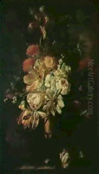 Bouquet De Fleurs Dans Un Vaseen Bronze Oil Painting by Abraham Brueghel