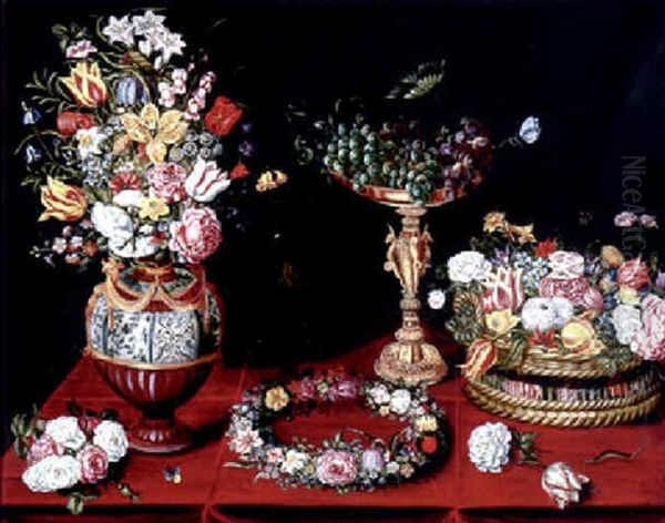 Nature Morte A La Corbeille De Fruits Oil Painting by Ambrosius Brueghel