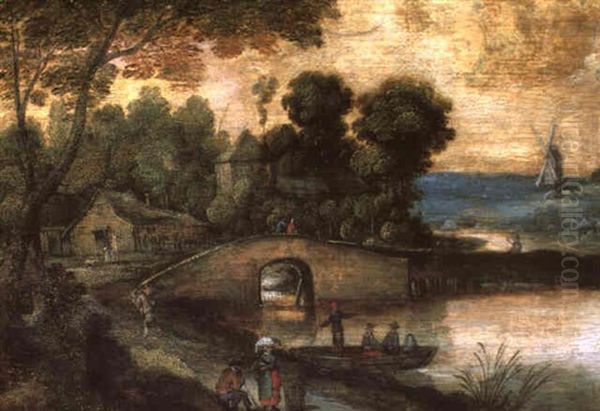 Dorf An Einem Flus Oil Painting by Ambrosius Brueghel