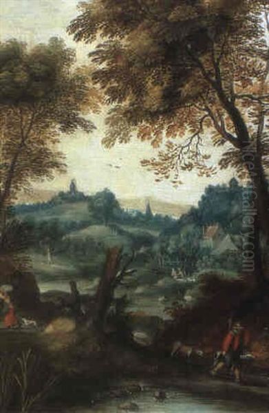 Paysage Anime Avec Chasseurs Oil Painting by Ambrosius Brueghel