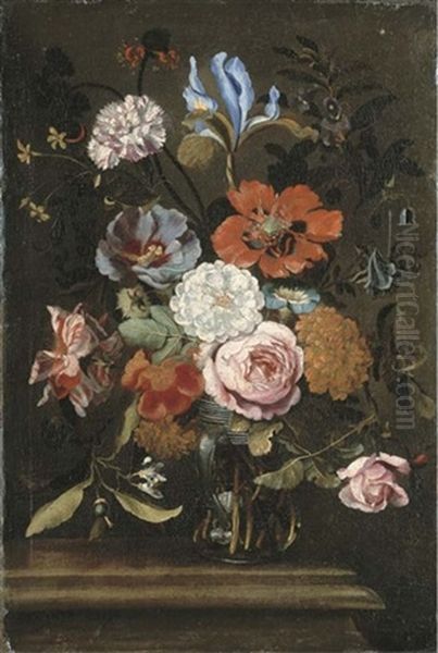 Fleurs Dans Un Vase En Verre Oil Painting by Ferdinand Brueghel