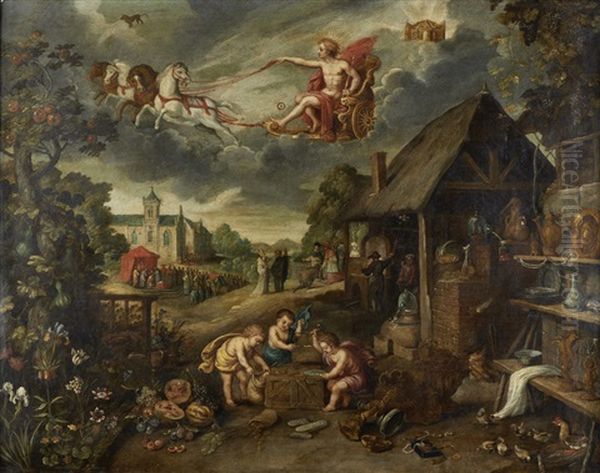 Cena Alegorica Oil Painting by Jan Baptiste Brueghel