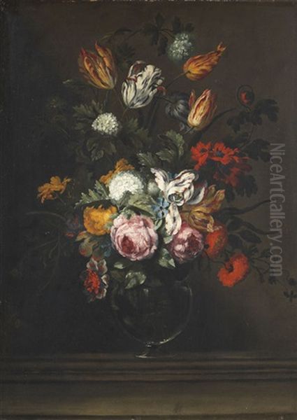 Blumenbouquet In Einer Venezianischen Glasvase Oil Painting by Jan Peeter Brueghel