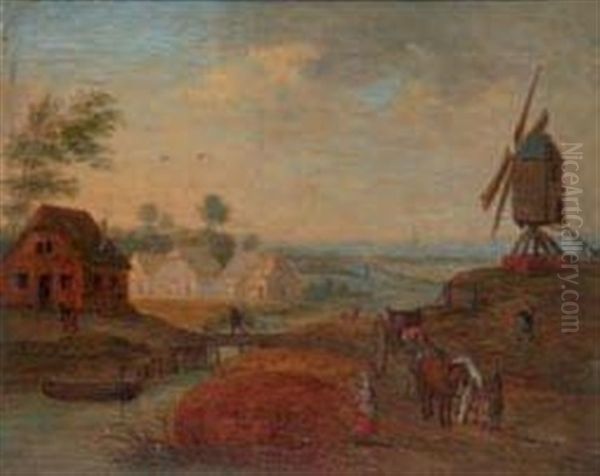 Paysage Au Moulin Oil Painting by Jan Peeter Brueghel