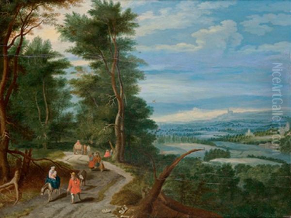 Bewaldete Landschaft Mit Der Flucht Nach Agypten Oil Painting by Jan Peeter Brueghel