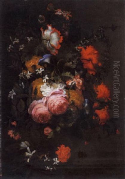 Natura Morta Di Fiori In Un Vaso, Appoggiato Su Un Davanzale Oil Painting by Jan Peeter Brueghel