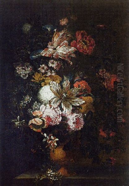 Blumenstilleben In Einem Cachepot Oil Painting by Jan Peeter Brueghel