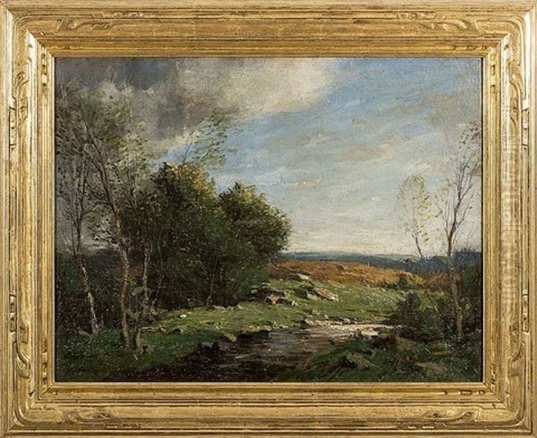 Landscape Of A Hillside With Stream Oil Painting by George Matthew Bruestle