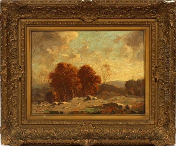 Autumn Hillside Oil Painting by George Matthew Bruestle