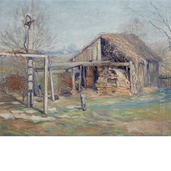 Shed In Old Lyme Oil Painting by George Matthew Bruestle