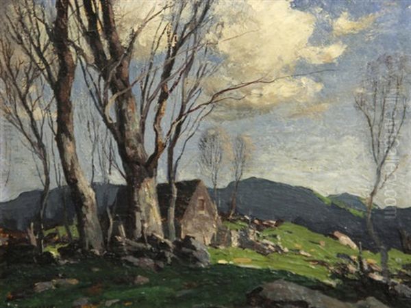 House At The Top Of The Hill Oil Painting by George Matthew Bruestle