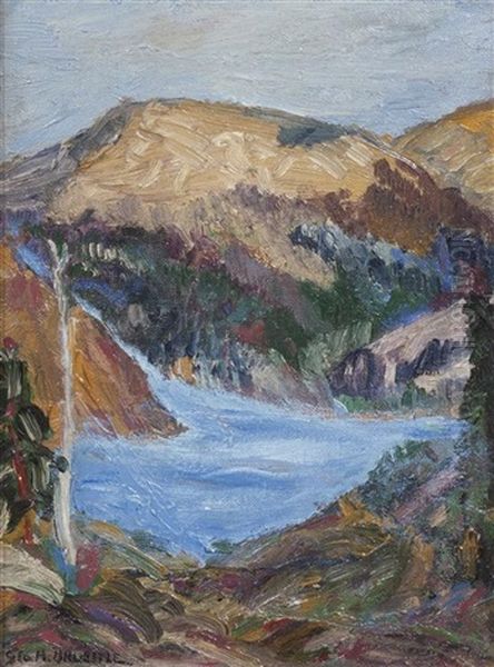 Mountain Landscape With Lake Oil Painting by George Matthew Bruestle