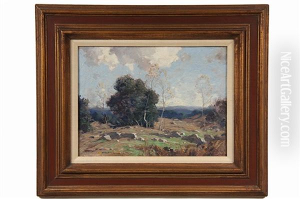 Hilltop Landscape Oil Painting by George Matthew Bruestle