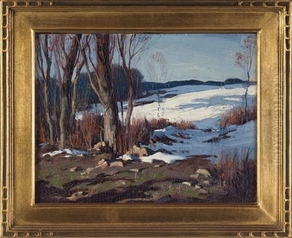 Snowy Hillside Oil Painting by George Matthew Bruestle