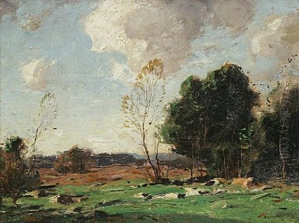 Landscape Of Trees On The Edge Of A Clearing Oil Painting by George Matthew Bruestle