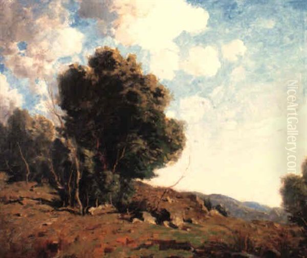 Rocky Hillside, Connecticut Oil Painting by George Matthew Bruestle