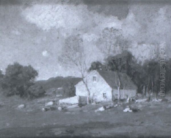 Landscape With Farmhouse Oil Painting by George Matthew Bruestle