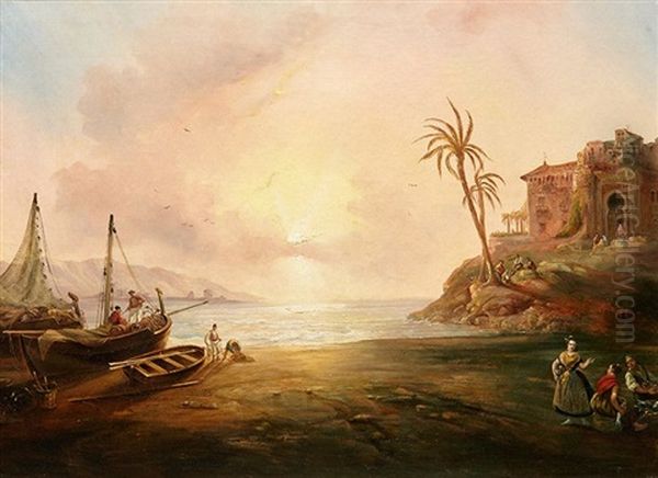 Vista Costera Oil Painting by Antonio De Brugada Vila