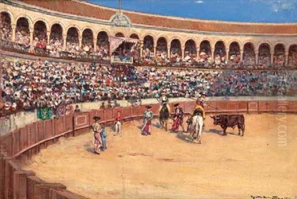 Tarde De Toros En La Maestranza Oil Painting by Ricardo (Panito) Brugada y Panizo