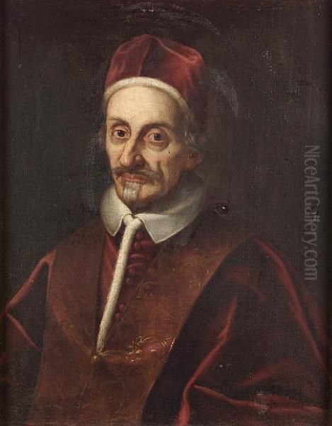 Portrait Of Pope Clement Ix, Half-length, In Papal Robes Oil Painting by Giovanni Battista (Baciccio) Gaulli