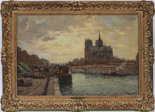 Paris - Notre Dame Oil Painting by Victor Brugairolles