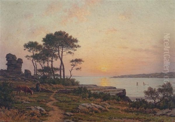 La Roche Tonnerre A La Guivy Oil Painting by Victor Brugairolles