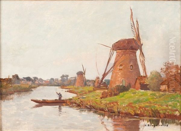 Moulin Oil Painting by Victor Brugairolles