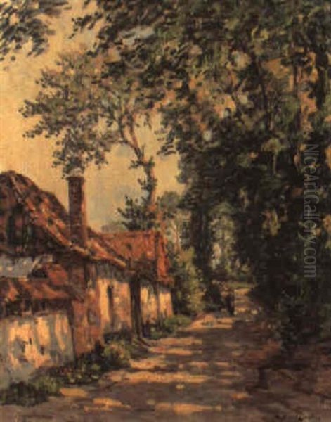 Dorfstrase Im Sommerlicht Oil Painting by Victor Brugairolles