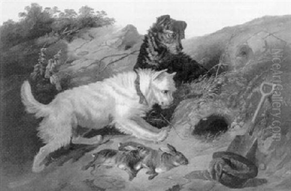 Honden Op De Konijnenjacht Oil Painting by Guillaume Anne Van Der Brugghen