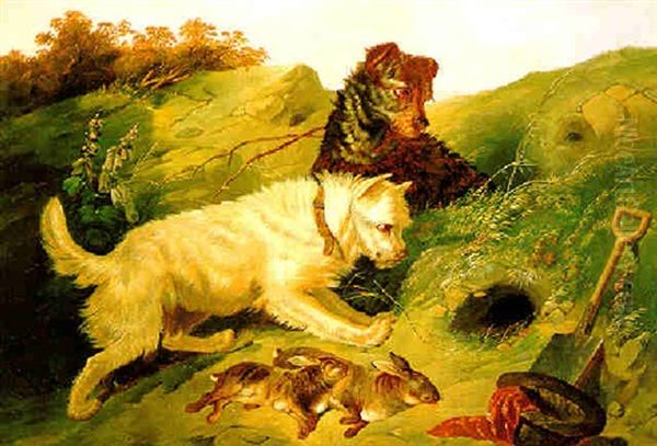 Honden Op De Konijnenjacht Oil Painting by Guillaume Anne Van Der Brugghen