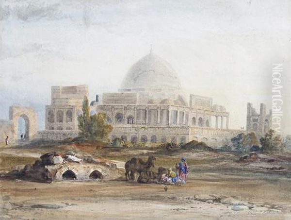 Travellers Before A Mosque Oil Painting by Thomas Allom