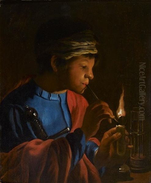 Jeune Homme A La Bougie Oil Painting by Hendrick Ter Brugghen