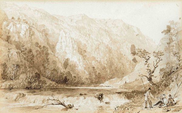 View Of Dovedale, Derbyshire Oil Painting by Thomas Allom