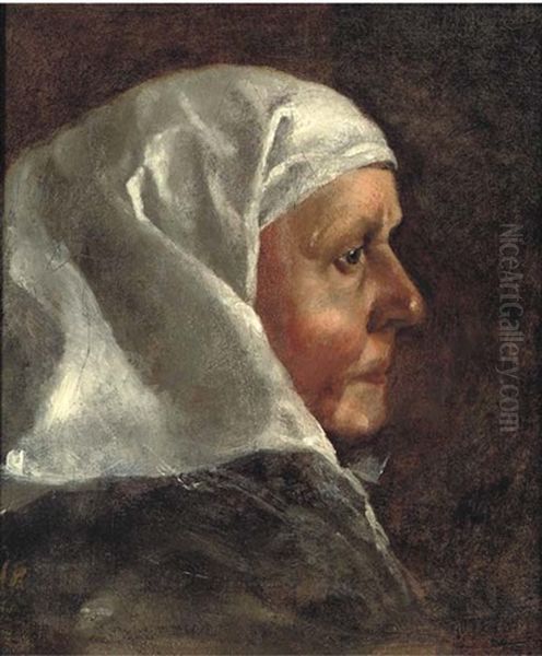 Study Of A Peasant, Bust-length, Wearing A Headscarf Oil Painting by Hendrick Ter Brugghen