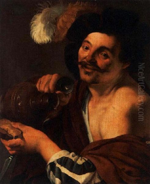 A Man With A Tankard And Bread Oil Painting by Hendrick Ter Brugghen