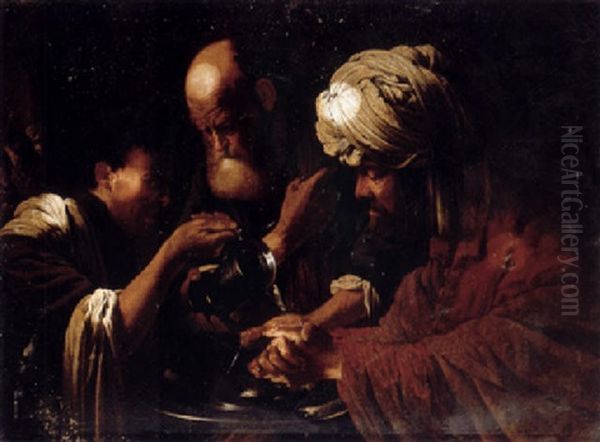 Pilate Washing His Hands Oil Painting by Hendrick Ter Brugghen