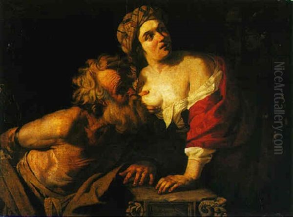 Roman Charity Oil Painting by Hendrick Ter Brugghen