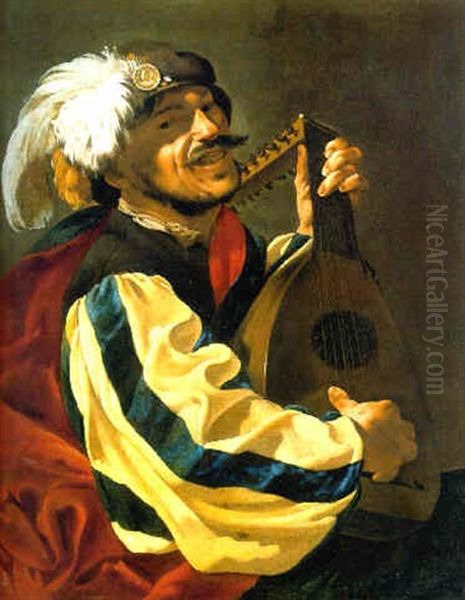 A Lute Player Oil Painting by Hendrick Ter Brugghen