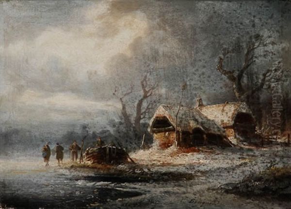 Winter Landscape Oil Painting by Coelestin Bruegner