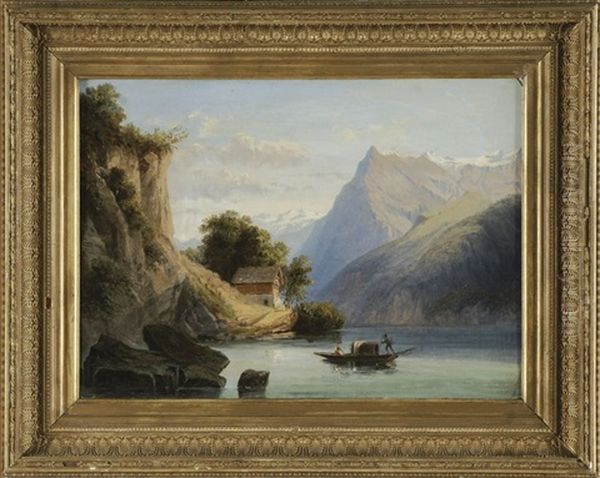 Gebirgssee Oil Painting by Coelestin Bruegner